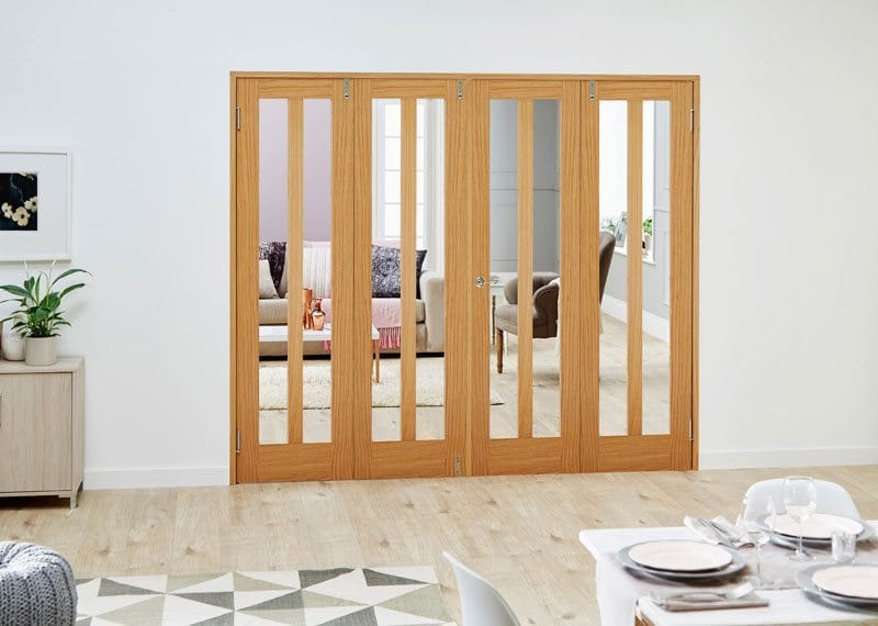 Aston Unfinished Oak Glazed Internal Frenchfold Doors