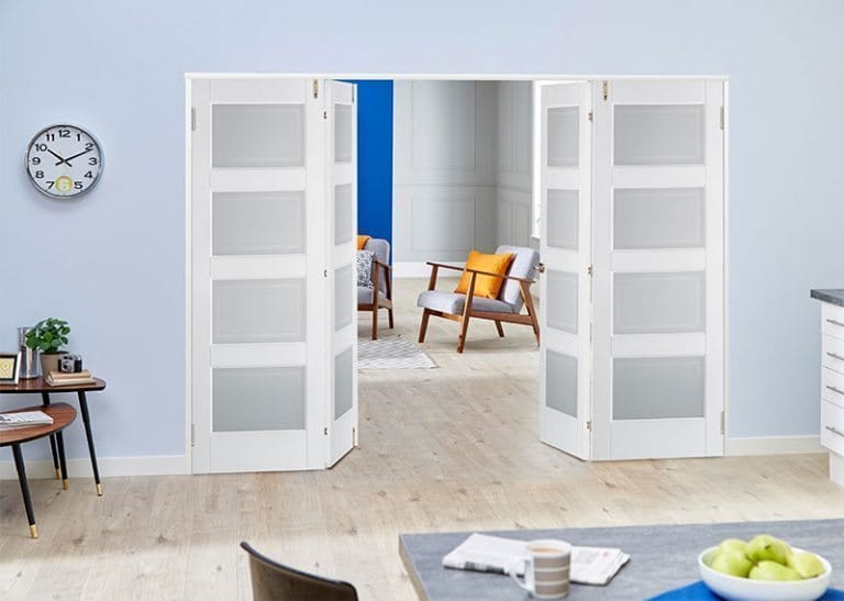 ShakerStyle Unfinished Oak Internal Frenchfold Doors with Clear Glass