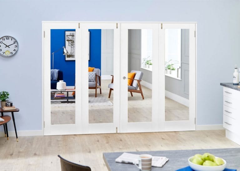 ShakerStyle Unfinished Oak Internal Frenchfold Doors with Clear Glass