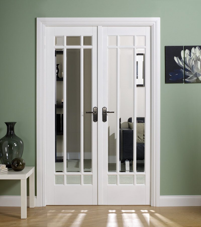 Manhattan Internal French Doors With Clear Bevelled Glass